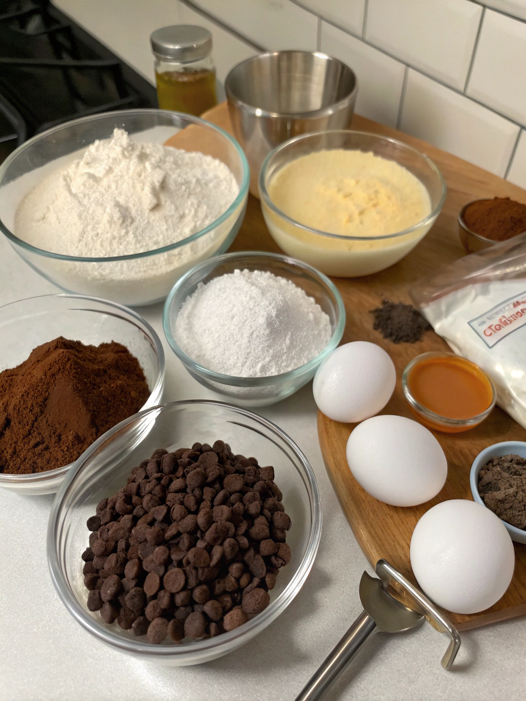 Ingredients for chocolate bread recipe